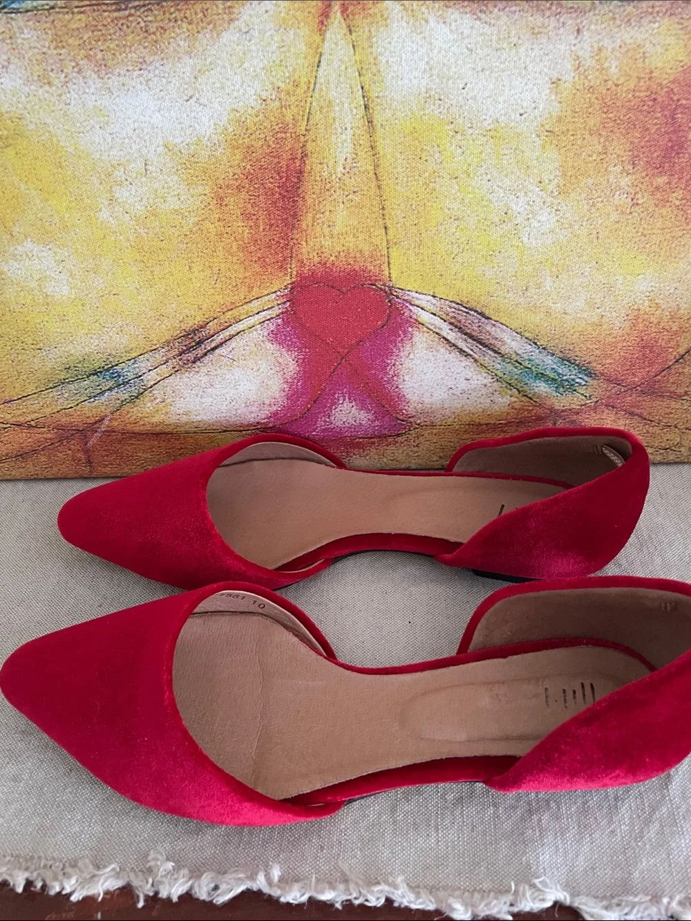 J. Jill Red Pointed-Toe velvet D'Orsay Flats